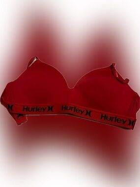 Hurley Red Molded Cup Bra with Branded Elastic Band